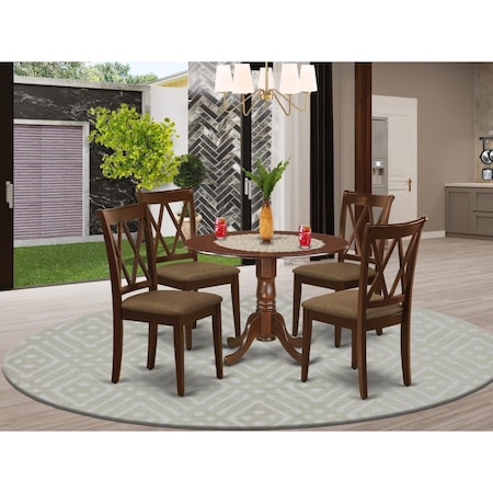 East West Furniture 5 Piece Dublin Dining Set - Mahogany DLCL5-MAH-C